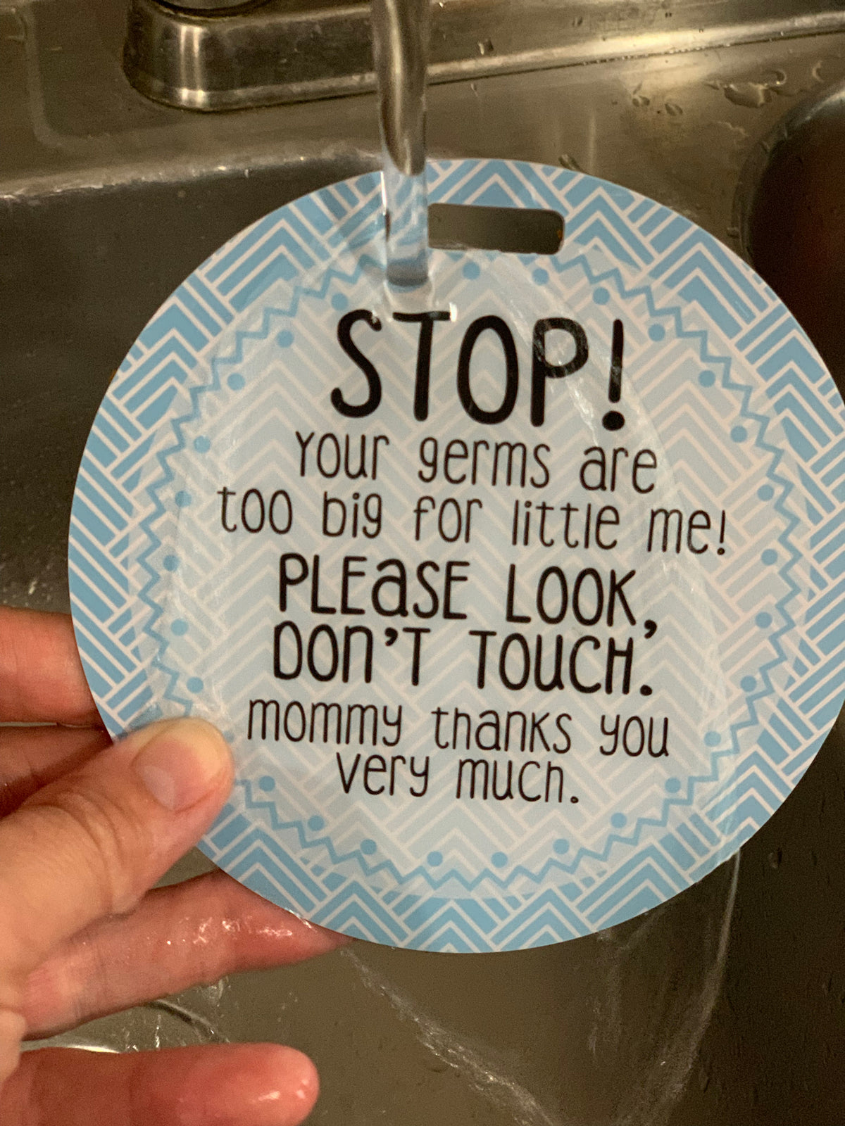washable sign to help protect baby newborn
