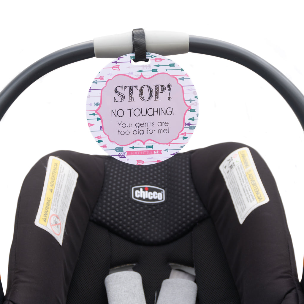 Baby Girl Stop Please Don t Touch Me Car Seat and Stroller Sign Three Little Tots