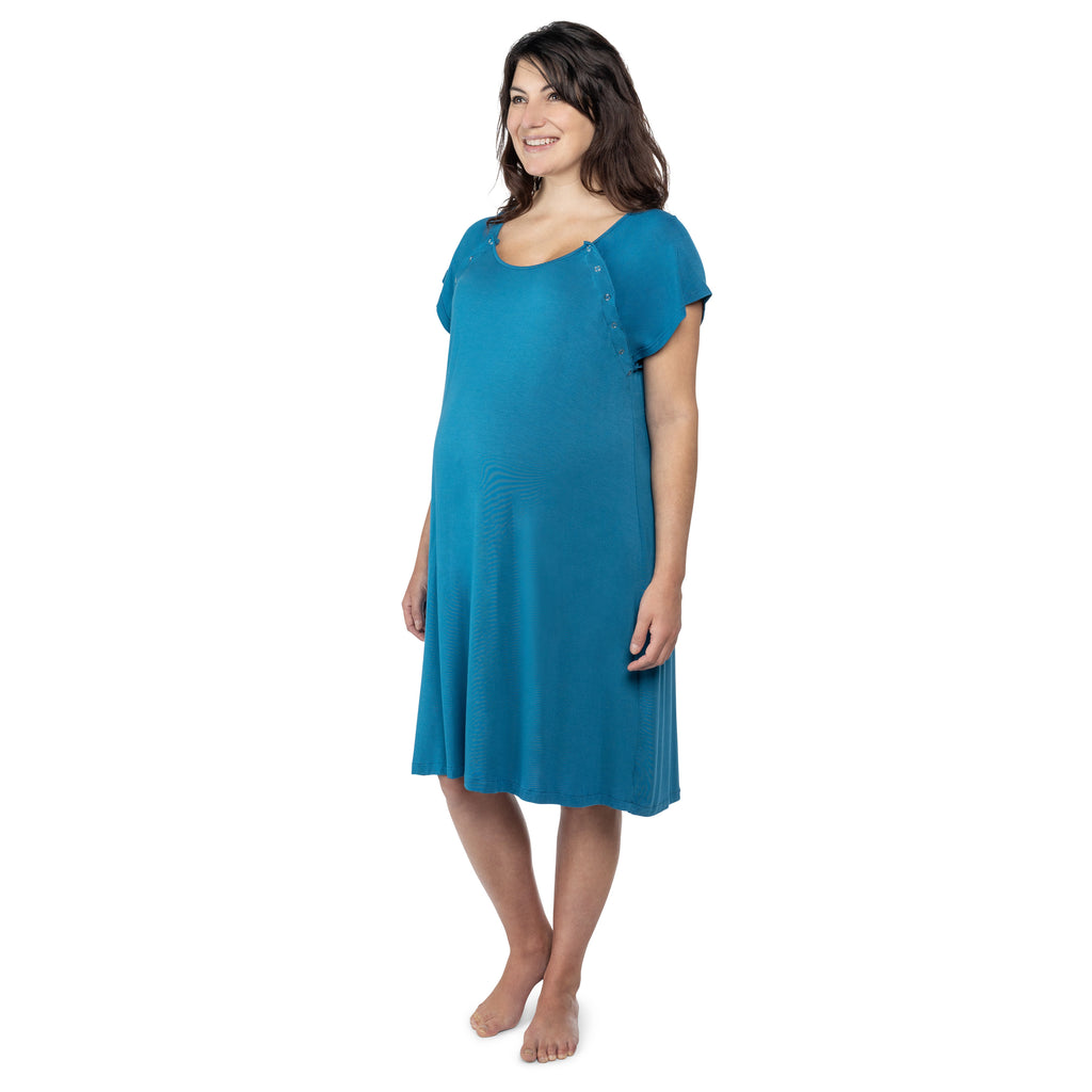 Plus Size Blue Labor and Delivery Nursing Hospital Gown Three Little Tots