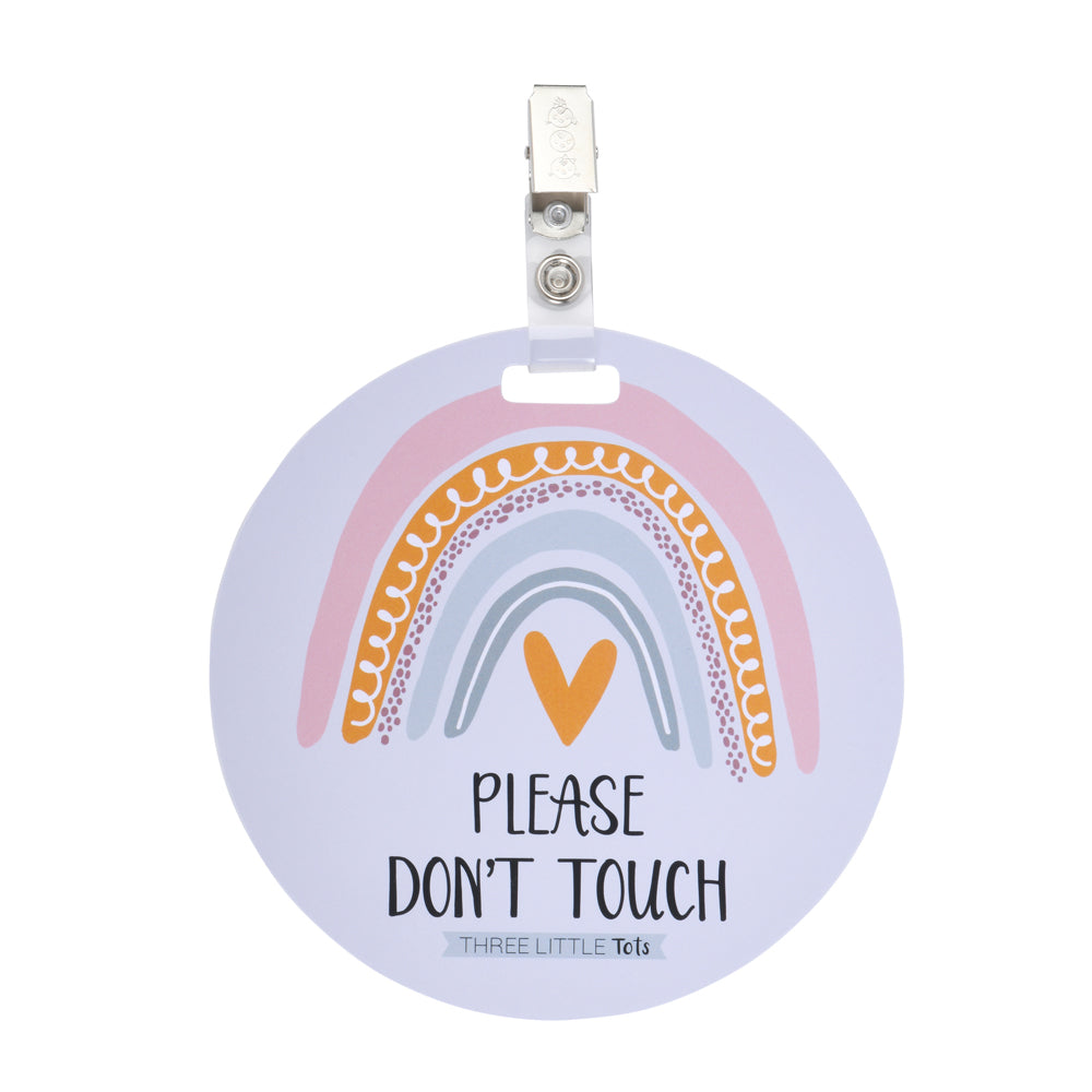 Rainbow baby sign for a car seat or stroller that protects your newborn from unwanted germs