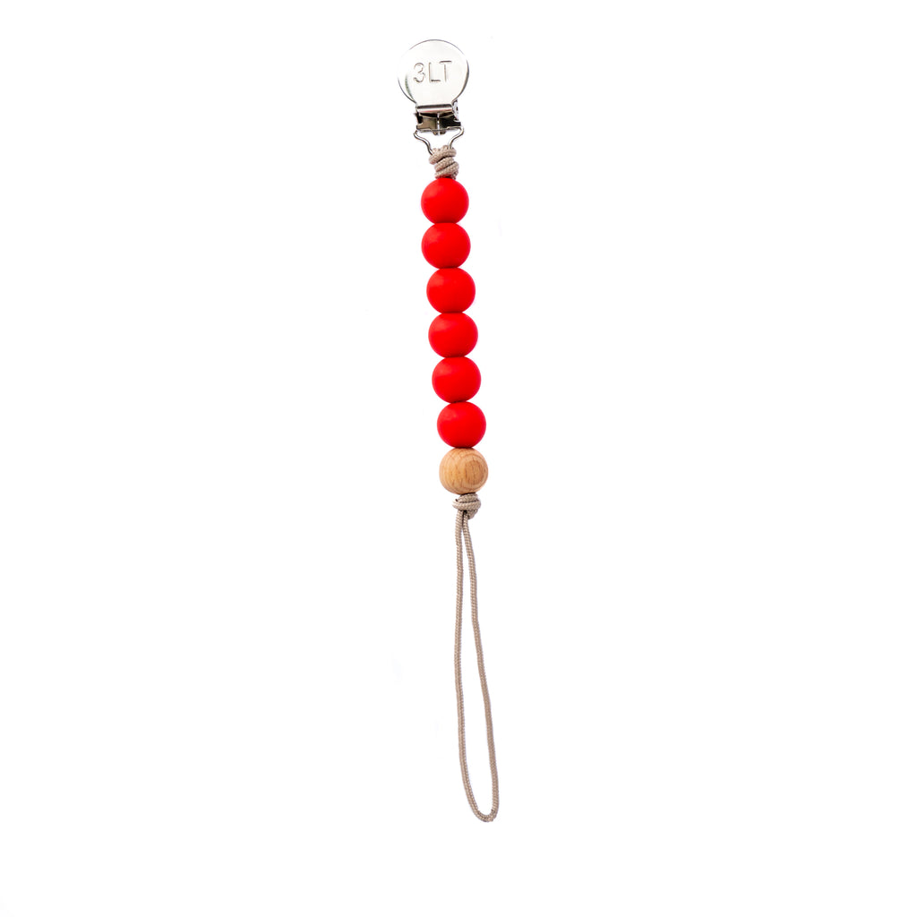 Red Silicone Beaded Pacifier Clip