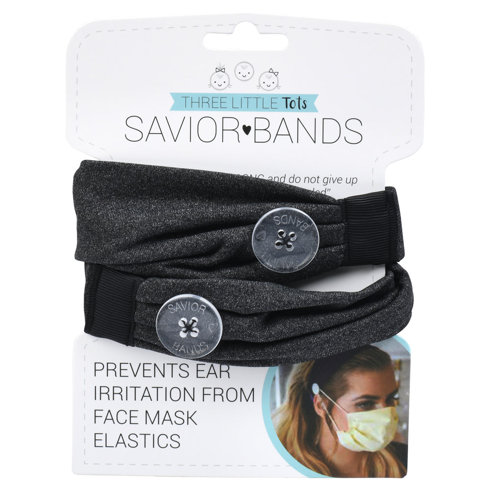 Comfortable headbands with button enclosure make mask-wearing easy for nurses on long shifts.