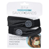 Comfortable headbands with button enclosure make mask-wearing easy for nurses on long shifts.