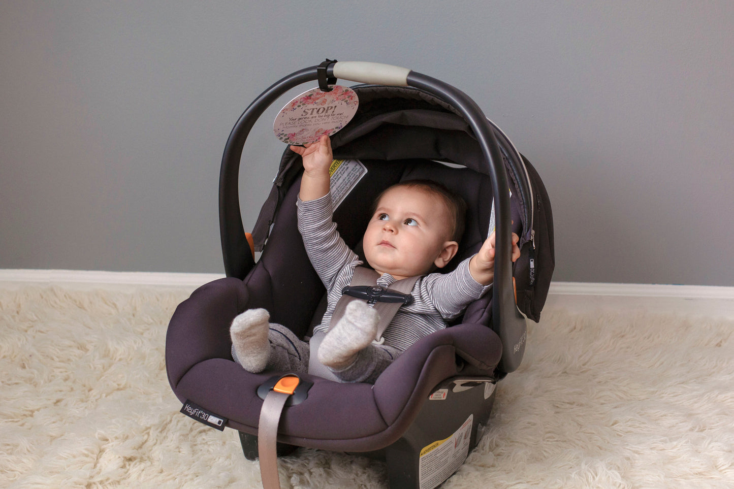 keep germs away from your newborn with a no touching sign