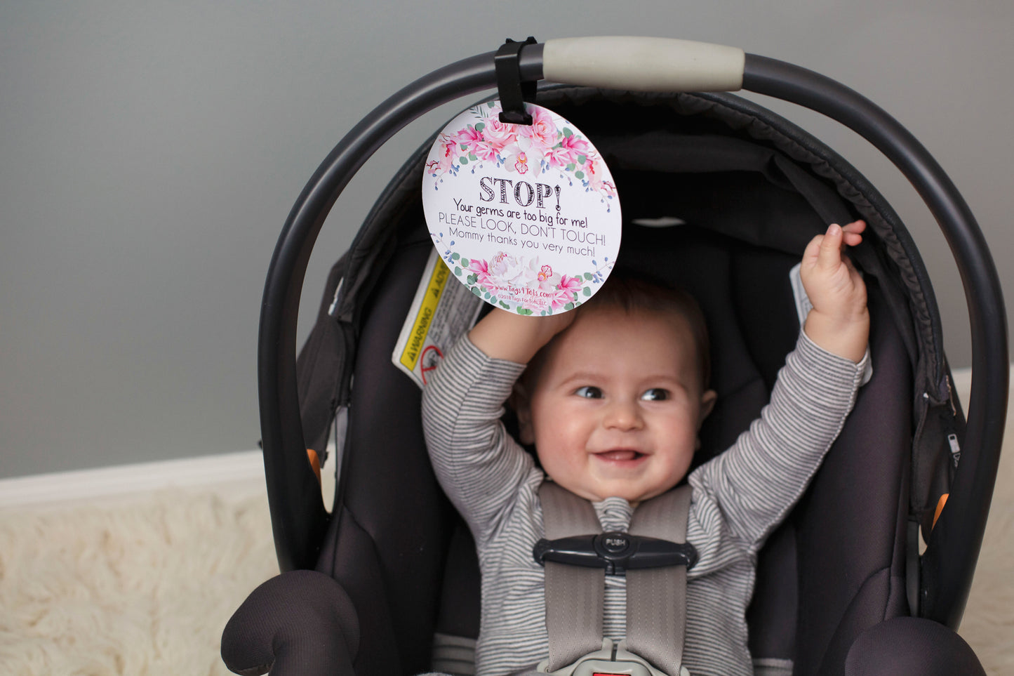 keep germs away from your newborn with a no touching sign