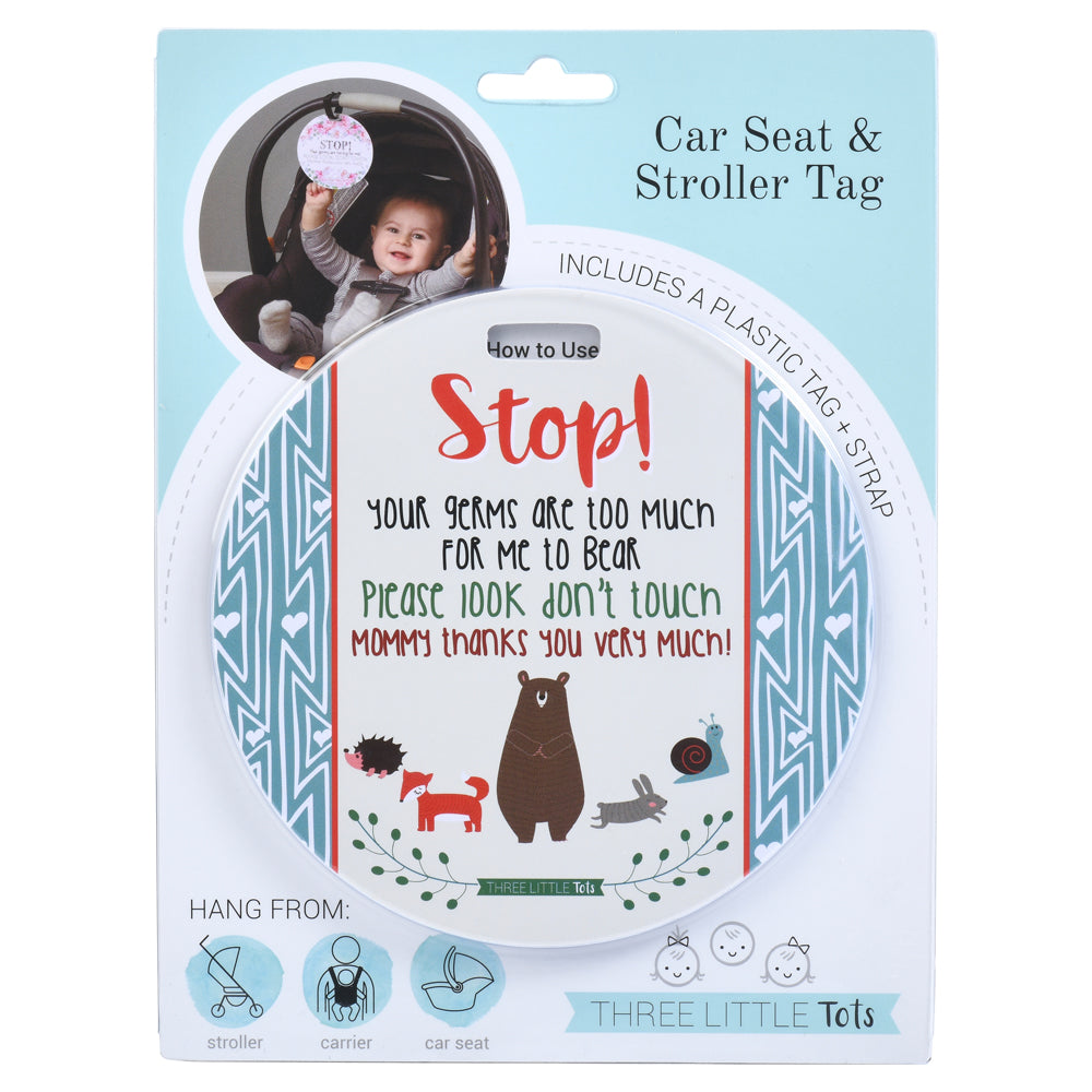 Three Little Tots 'Wash Your Hands' Baby Car Seat Sign - Monkey Design Safety Tag For Stroller & Crib - View #7