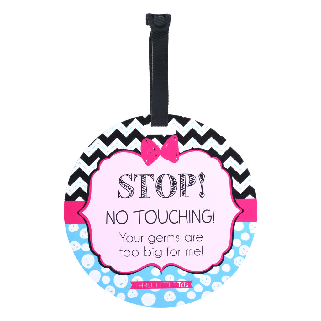 Three Little Tots Pink Zig Zag Please Don't Touch My Newborn Baby Car Seat Sign